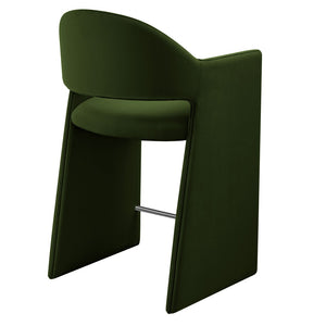 Modway Furniture Talia Sculptural Velvet Counter Stool with Wraparound Bentwood Frame for Modern Kitchens Moss Green EEI-7663-MOG