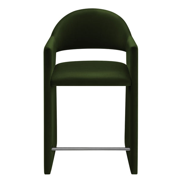 Modway Furniture Talia Sculptural Velvet Counter Stool with Wraparound Bentwood Frame for Modern Kitchens Moss Green EEI-7663-MOG