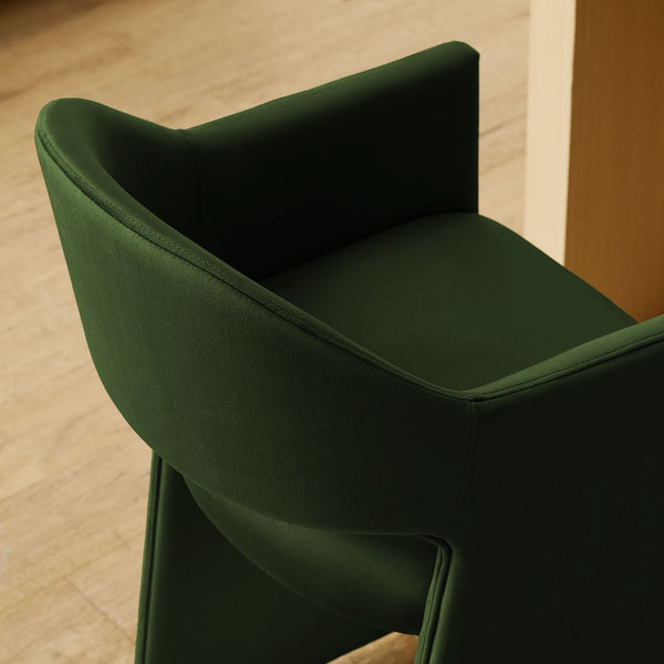 Modway Furniture Talia Sculptural Velvet Counter Stool with Wraparound Bentwood Frame for Modern Kitchens Moss Green EEI-7663-MOG