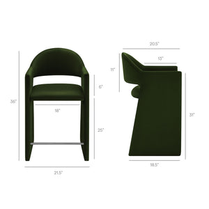 Modway Furniture Talia Sculptural Velvet Counter Stool with Wraparound Bentwood Frame for Modern Kitchens Moss Green EEI-7663-MOG