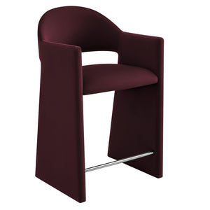 Modway Furniture Talia Sculptural Velvet Counter Stool with Wraparound Bentwood Frame for Modern Kitchens Mulberry EEI-7663-MUL