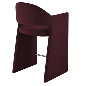 Modway Furniture Talia Sculptural Velvet Counter Stool with Wraparound Bentwood Frame for Modern Kitchens Mulberry EEI-7663-MUL