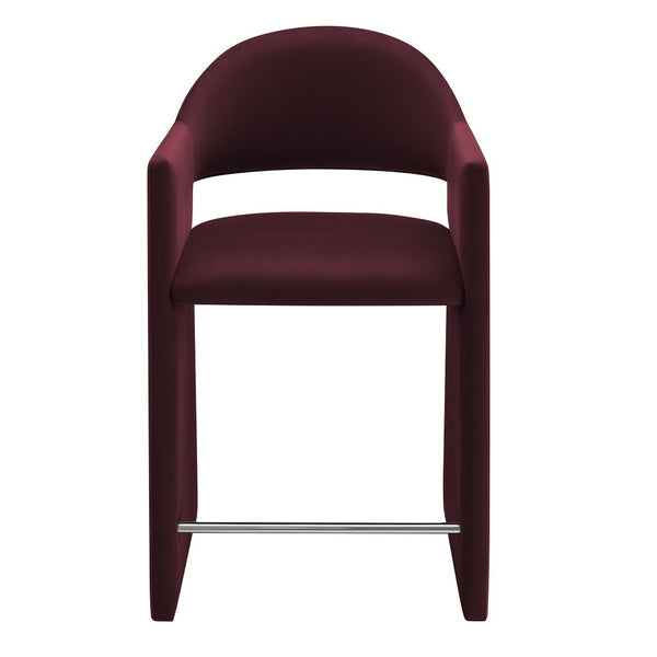 Modway Furniture Talia Sculptural Velvet Counter Stool with Wraparound Bentwood Frame for Modern Kitchens Mulberry EEI-7663-MUL
