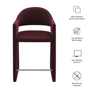 Modway Furniture Talia Sculptural Velvet Counter Stool with Wraparound Bentwood Frame for Modern Kitchens Mulberry EEI-7663-MUL