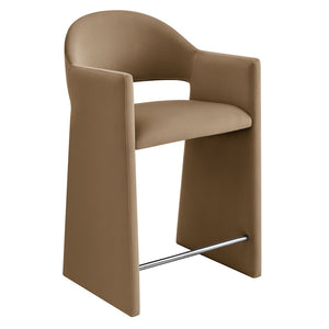 Modway Furniture Talia Sculptural Velvet Counter Stool with Wraparound Bentwood Frame for Modern Kitchens Taupe EEI-7663-TAU