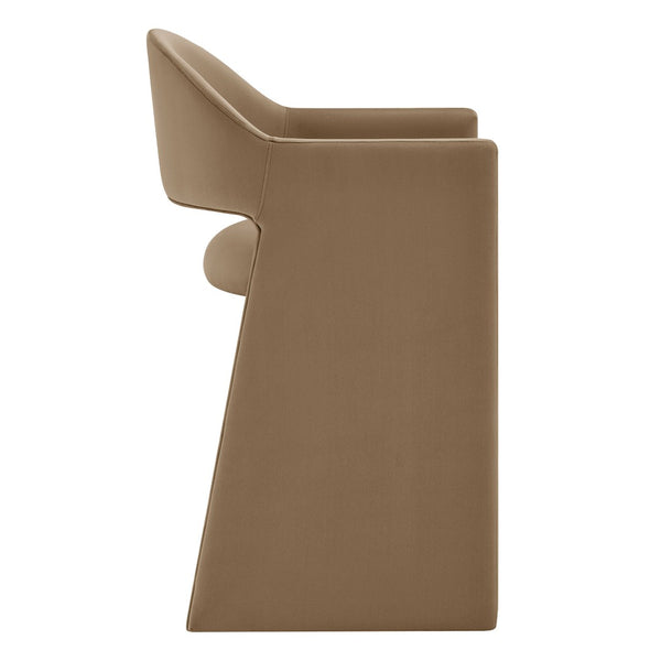 Modway Furniture Talia Sculptural Velvet Counter Stool with Wraparound Bentwood Frame for Modern Kitchens Taupe EEI-7663-TAU