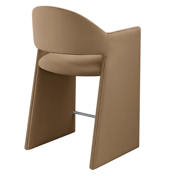 Modway Furniture Talia Sculptural Velvet Counter Stool with Wraparound Bentwood Frame for Modern Kitchens Taupe EEI-7663-TAU