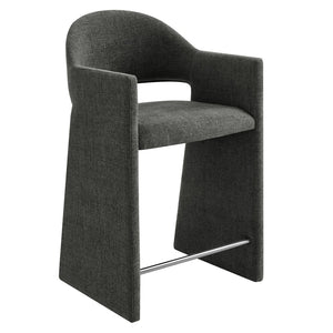 Modway Furniture Talia Modway Sculptural Bentwood Barrel Back Counter Stool with Padded Fabric Seat Charcoal EEI-7664-CHA