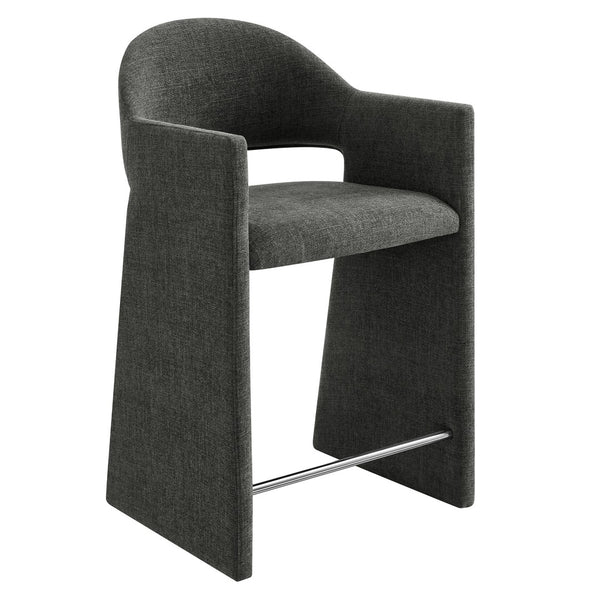 Modway Furniture Talia Modway Sculptural Bentwood Barrel Back Counter Stool with Padded Fabric Seat Charcoal EEI-7664-CHA