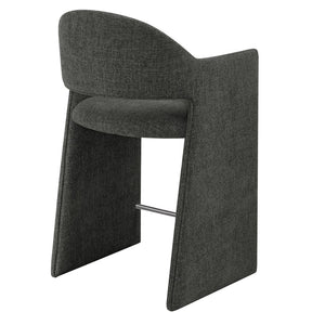 Modway Furniture Talia Modway Sculptural Bentwood Barrel Back Counter Stool with Padded Fabric Seat Charcoal EEI-7664-CHA