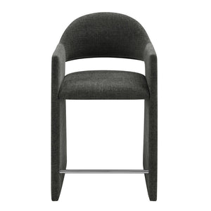 Modway Furniture Talia Modway Sculptural Bentwood Barrel Back Counter Stool with Padded Fabric Seat Charcoal EEI-7664-CHA