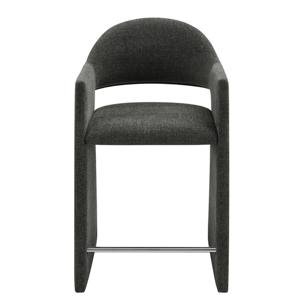 Modway Furniture Talia Modway Sculptural Bentwood Barrel Back Counter Stool with Padded Fabric Seat Charcoal EEI-7664-CHA