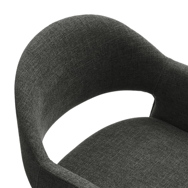 Modway Furniture Talia Modway Sculptural Bentwood Barrel Back Counter Stool with Padded Fabric Seat Charcoal EEI-7664-CHA