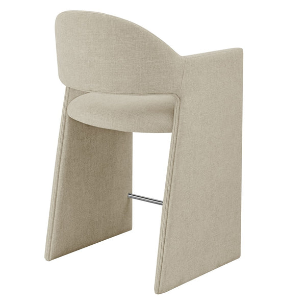 Modway Furniture Talia Modway Sculptural Bentwood Barrel Back Counter Stool with Padded Fabric Seat Linen EEI-7664-LIN