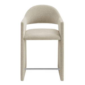 Modway Furniture Talia Modway Sculptural Bentwood Barrel Back Counter Stool with Padded Fabric Seat Linen EEI-7664-LIN