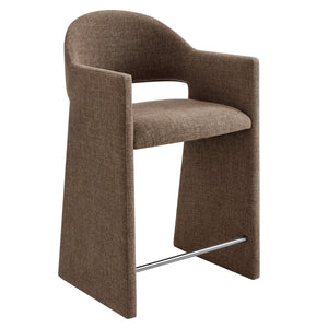 Modway Furniture Talia Modway Sculptural Bentwood Barrel Back Counter Stool with Padded Fabric Seat Mocha EEI-7664-MOC