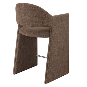 Modway Furniture Talia Modway Sculptural Bentwood Barrel Back Counter Stool with Padded Fabric Seat Mocha EEI-7664-MOC