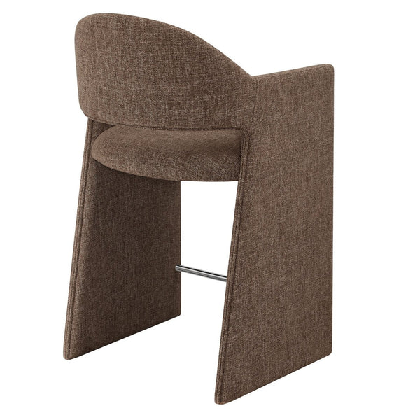 Modway Furniture Talia Modway Sculptural Bentwood Barrel Back Counter Stool with Padded Fabric Seat Mocha EEI-7664-MOC