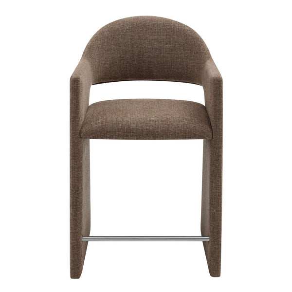 Modway Furniture Talia Modway Sculptural Bentwood Barrel Back Counter Stool with Padded Fabric Seat Mocha EEI-7664-MOC