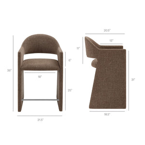 Modway Furniture Talia Modway Sculptural Bentwood Barrel Back Counter Stool with Padded Fabric Seat Mocha EEI-7664-MOC