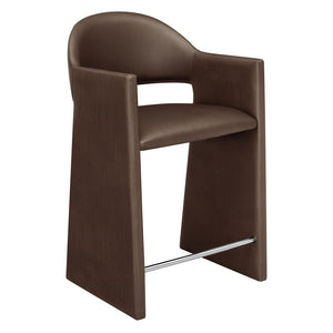 Modway Furniture Talia Vegan Leather Barrel Back Counter Stool with Sculptural Bentwood Arms by Modway Espresso EEI-7665-ESP