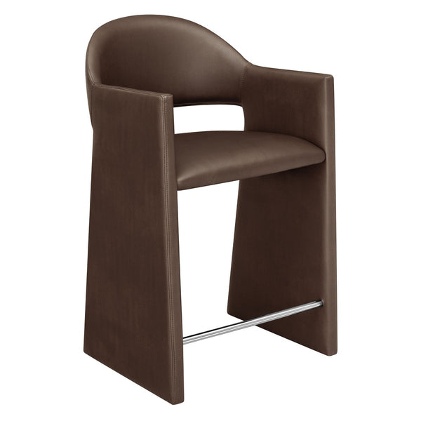 Modway Furniture Talia Vegan Leather Barrel Back Counter Stool with Sculptural Bentwood Arms by Modway Espresso EEI-7665-ESP