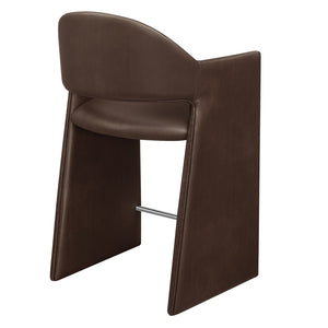 Modway Furniture Talia Vegan Leather Barrel Back Counter Stool with Sculptural Bentwood Arms by Modway Espresso EEI-7665-ESP