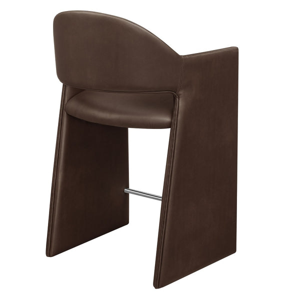 Modway Furniture Talia Vegan Leather Barrel Back Counter Stool with Sculptural Bentwood Arms by Modway Espresso EEI-7665-ESP