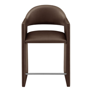 Modway Furniture Talia Vegan Leather Barrel Back Counter Stool with Sculptural Bentwood Arms by Modway Espresso EEI-7665-ESP