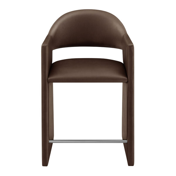 Modway Furniture Talia Vegan Leather Barrel Back Counter Stool with Sculptural Bentwood Arms by Modway Espresso EEI-7665-ESP