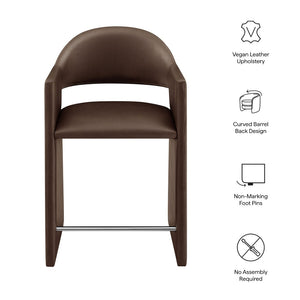 Modway Furniture Talia Vegan Leather Barrel Back Counter Stool with Sculptural Bentwood Arms by Modway Espresso EEI-7665-ESP