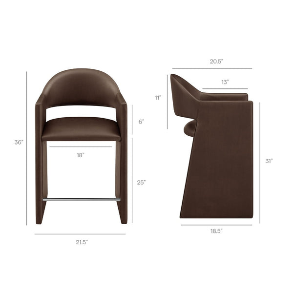 Modway Furniture Talia Vegan Leather Barrel Back Counter Stool with Sculptural Bentwood Arms by Modway Espresso EEI-7665-ESP