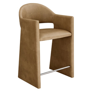 Modway Furniture Talia Vegan Leather Barrel Back Counter Stool with Sculptural Bentwood Arms by Modway Toast EEI-7665-TST