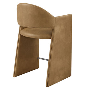 Modway Furniture Talia Vegan Leather Barrel Back Counter Stool with Sculptural Bentwood Arms by Modway Toast EEI-7665-TST