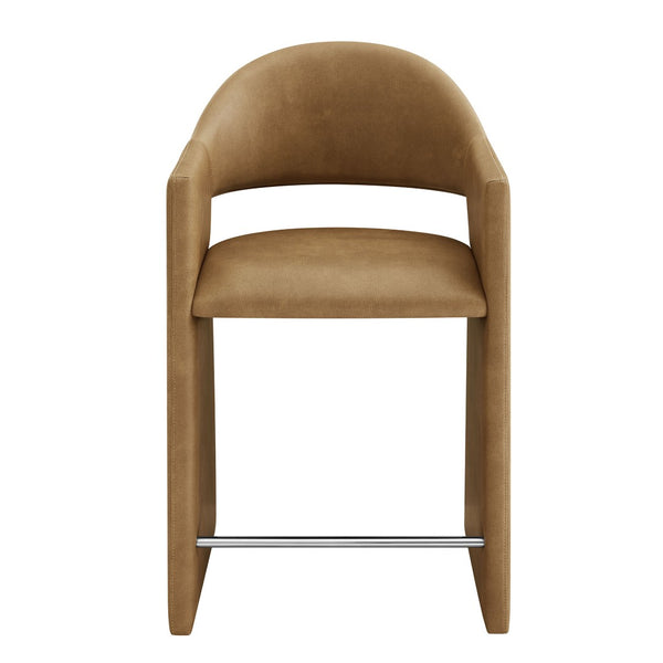 Modway Furniture Talia Vegan Leather Barrel Back Counter Stool with Sculptural Bentwood Arms by Modway Toast EEI-7665-TST