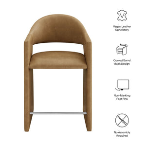 Modway Furniture Talia Vegan Leather Barrel Back Counter Stool with Sculptural Bentwood Arms by Modway Toast EEI-7665-TST