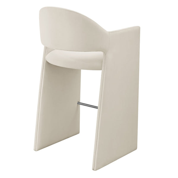 Modway Furniture Talia Velvet Upholstered Barrel Back Barstool with Sculptural Armrests for Modern Kitchens Alabaster EEI-7666-ALA