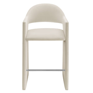 Modway Furniture Talia Velvet Upholstered Barrel Back Barstool with Sculptural Armrests for Modern Kitchens Alabaster EEI-7666-ALA