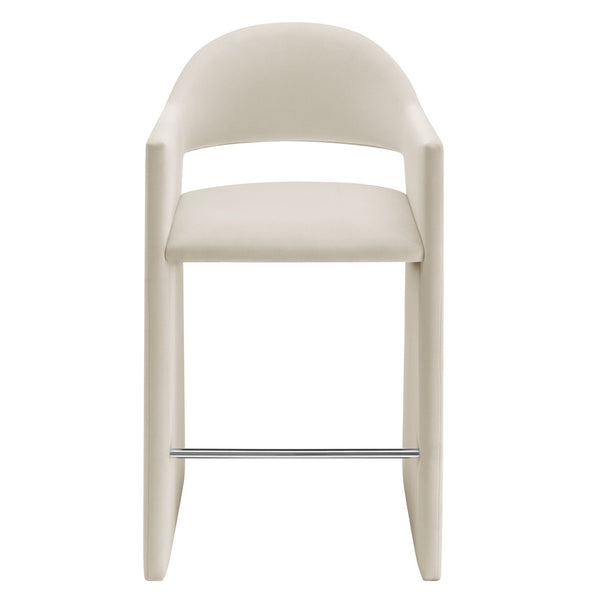 Modway Furniture Talia Velvet Upholstered Barrel Back Barstool with Sculptural Armrests for Modern Kitchens Alabaster EEI-7666-ALA