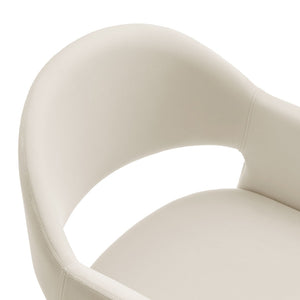 Modway Furniture Talia Velvet Upholstered Barrel Back Barstool with Sculptural Armrests for Modern Kitchens Alabaster EEI-7666-ALA