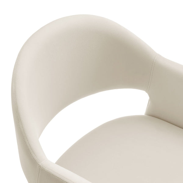 Modway Furniture Talia Velvet Upholstered Barrel Back Barstool with Sculptural Armrests for Modern Kitchens Alabaster EEI-7666-ALA