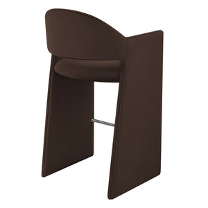 Modway Furniture Talia Velvet Upholstered Barrel Back Barstool with Sculptural Armrests for Modern Kitchens Chocolate Brown EEI-7666-CHB