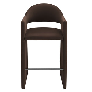 Modway Furniture Talia Velvet Upholstered Barrel Back Barstool with Sculptural Armrests for Modern Kitchens Chocolate Brown EEI-7666-CHB