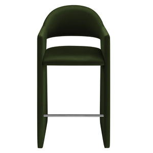 Modway Furniture Talia Velvet Upholstered Barrel Back Barstool with Sculptural Armrests for Modern Kitchens Moss Green EEI-7666-MOG