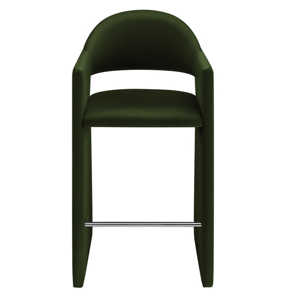 Modway Furniture Talia Velvet Upholstered Barrel Back Barstool with Sculptural Armrests for Modern Kitchens Moss Green EEI-7666-MOG