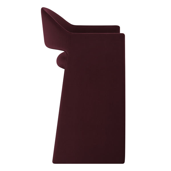 Modway Furniture Talia Velvet Upholstered Barrel Back Barstool with Sculptural Armrests for Modern Kitchens Mulberry EEI-7666-MUL
