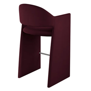 Modway Furniture Talia Velvet Upholstered Barrel Back Barstool with Sculptural Armrests for Modern Kitchens Mulberry EEI-7666-MUL