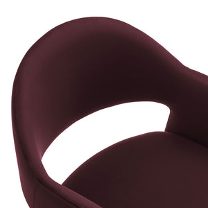 Modway Furniture Talia Velvet Upholstered Barrel Back Barstool with Sculptural Armrests for Modern Kitchens Mulberry EEI-7666-MUL