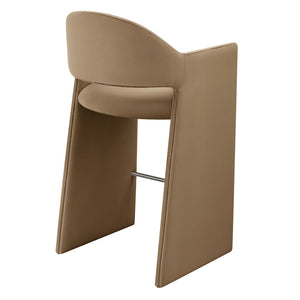 Modway Furniture Talia Velvet Upholstered Barrel Back Barstool with Sculptural Armrests for Modern Kitchens Taupe EEI-7666-TAU