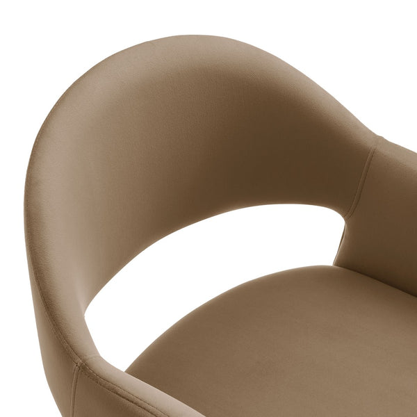 Modway Furniture Talia Velvet Upholstered Barrel Back Barstool with Sculptural Armrests for Modern Kitchens Taupe EEI-7666-TAU